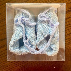 Blue Baby Booties, size 0-6 mo.